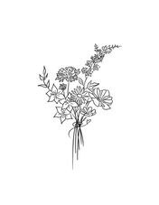 Minimalist Mom Baby Tattoo Drawing - Line Drawing - Personalized Birth Flowers