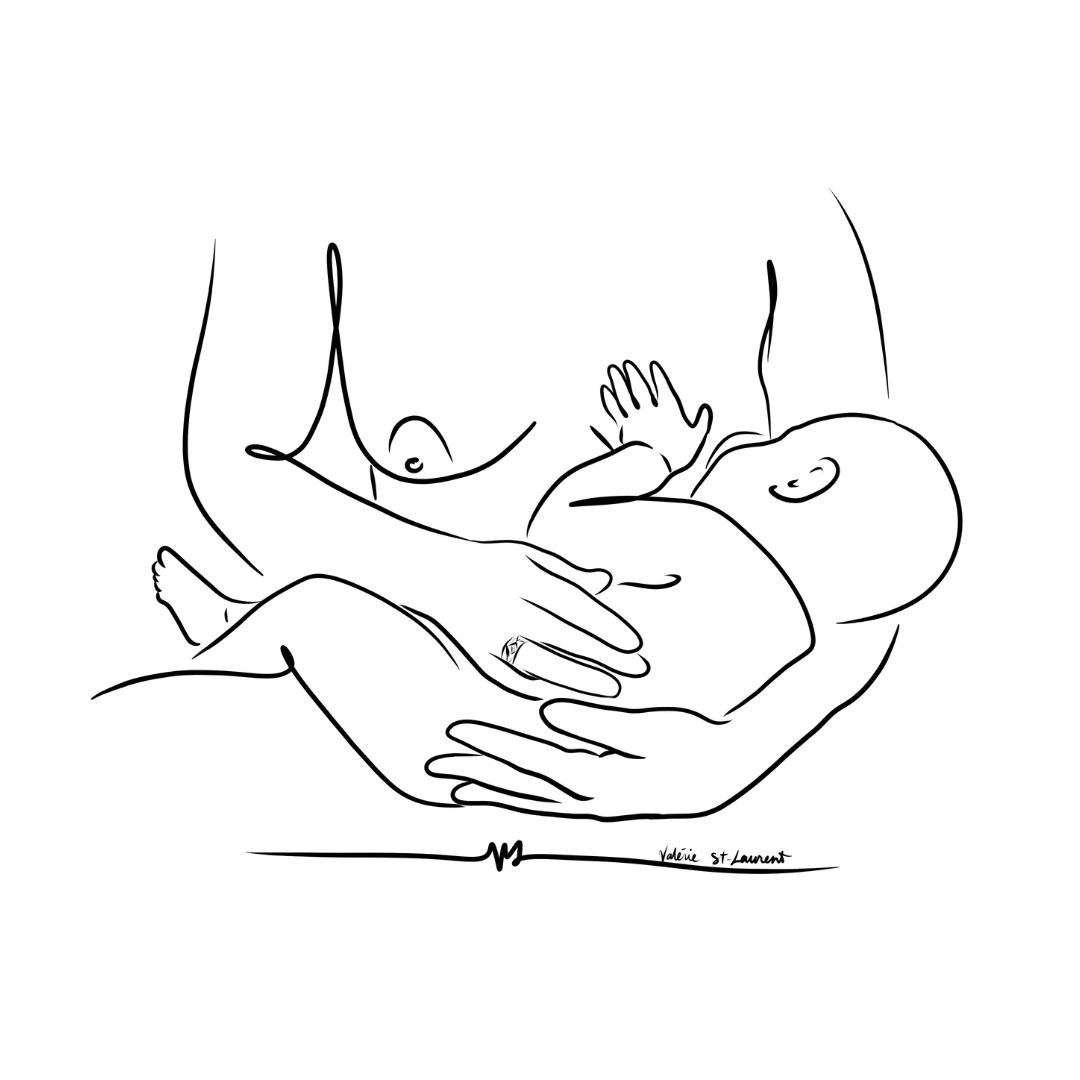 Minimalist Mom Baby Tattoo Drawing - Line Drawing - Personalized Birth Flowers