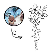 Minimalist Mom Baby Tattoo Drawing - Line Drawing - Personalized Birth Flowers