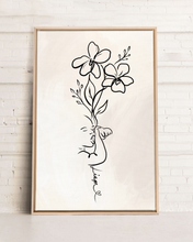 Minimalist Mom Baby Tattoo Drawing - Line Drawing - Personalized Birth Flowers
