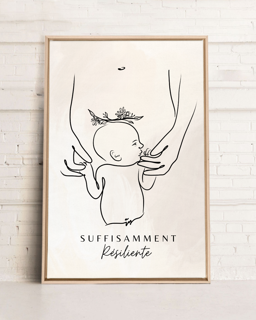 Minimalist Mom Baby Tattoo Drawing - Line Drawing - Personalized Birth Flowers