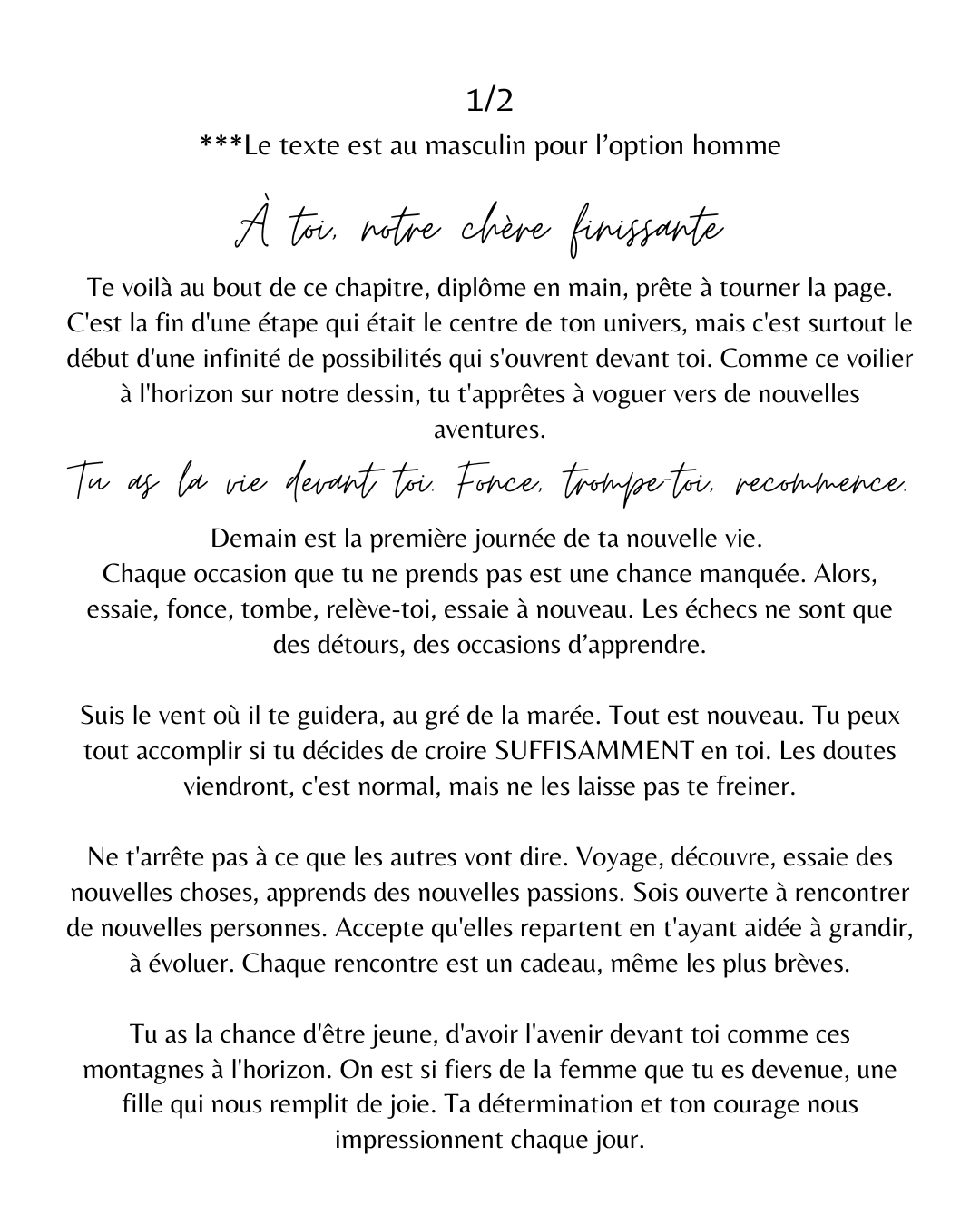 Cadeau Québécois Graduation - Fait à la main au Québec - SUFFISAMMENT Finissant(e) - Œuvre Minimaliste avec Message Inspirant pour Finissant(e)