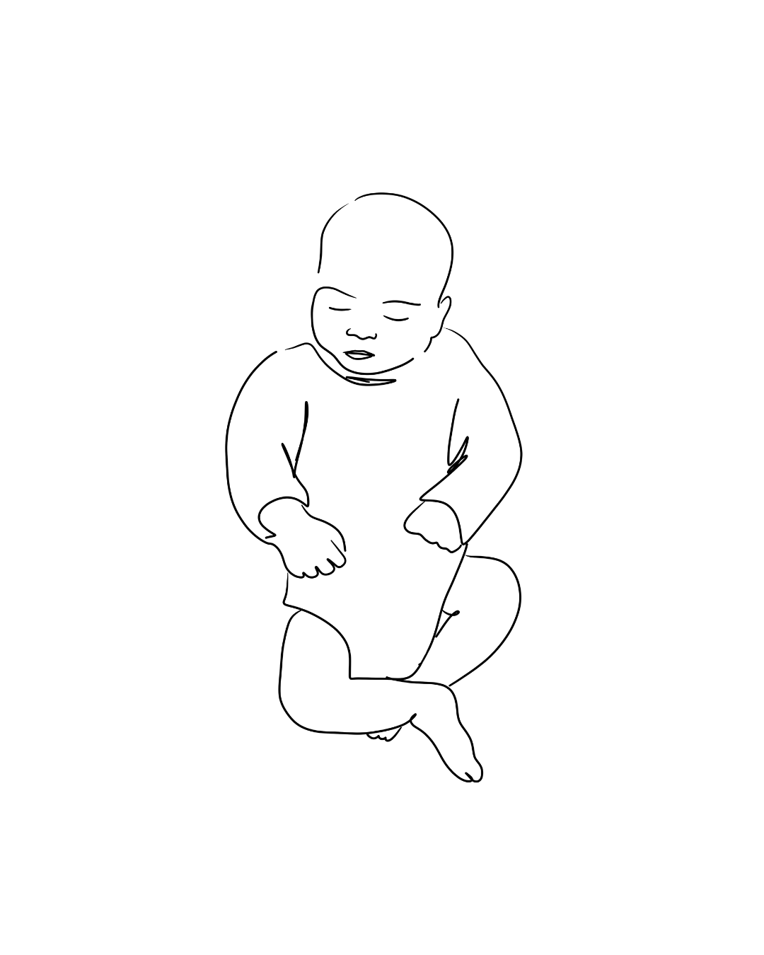 Minimalist Mom Baby Tattoo Drawing - Line Drawing - Personalized Birth Flowers