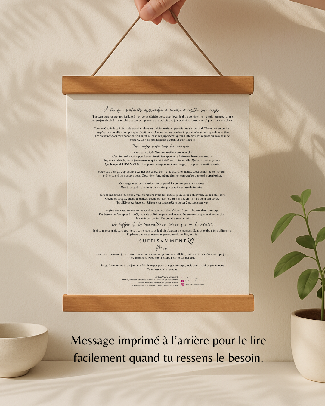 Cadre Oeuvre Acceptation de Soi - Mieux accepter son corps - Message inspirant