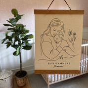Cadeau nouvelle maman, cadre maman bébé fleurs, cadeau naissance, cadeau shower SUFFISAMMENT Maman