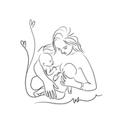 Dessin NUMÉRIQUE – Tatouage minimaliste unique et personnalisé maman bébé fleurs de naissance
