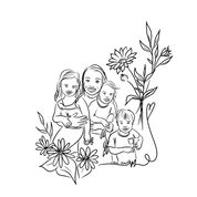 Dessin NUMÉRIQUE – Tatouage Minimaliste Maman Bébé - Dessin aux Traits Personnalisé Maman Bébé Fleurs de Naissance
