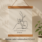 Dessin NUMÉRIQUE – Tatouage Minimaliste Maman Bébé - Dessin aux Traits Personnalisé Maman Bébé Fleurs de Naissance