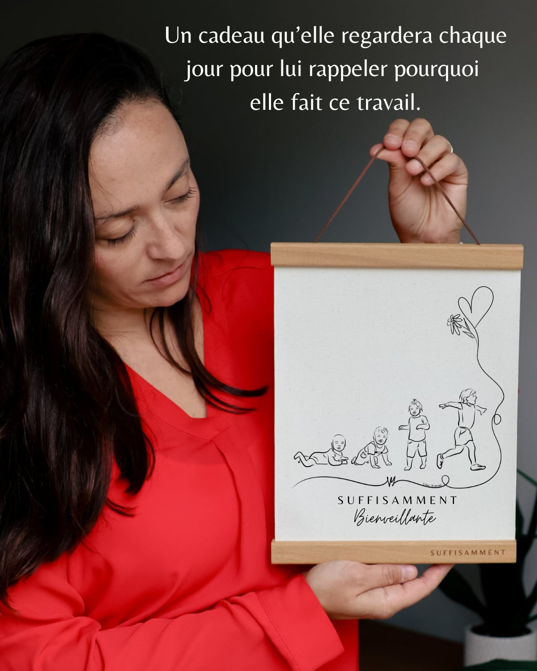 Cadeau Éducatrice Québécoise – Fait à la main au Québec - Original Émouvant Personnalisé - Œuvre d’Art Minimaliste Personnalisable avec Message Touchant – Idéal Fin d’Année, Garderie, CPE – Cadre Inclus