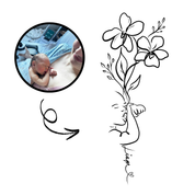 Dessin NUMÉRIQUE – Tatouage Minimaliste Maman Bébé - Dessin aux Traits Personnalisé Maman Bébé Fleurs de Naissance