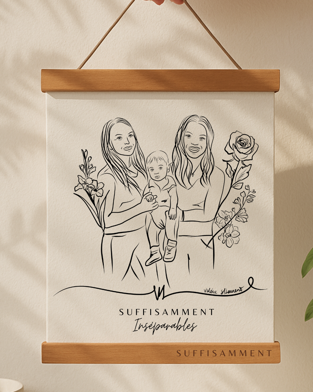Cadeau Personnalisé Significatif - Portraits personnalisés SUFFISAMMENT - Fait à la main Québec - Cadeau original Québécois -
