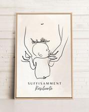 Dessin NUMÉRIQUE – Tatouage Minimaliste Maman Bébé - Dessin aux Traits Personnalisé Maman Bébé Fleurs de Naissance