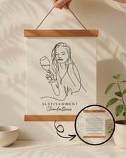 Cadre SUFFISAMMENT Chaudailleeee - Art minimaliste - Femme coupe de vin