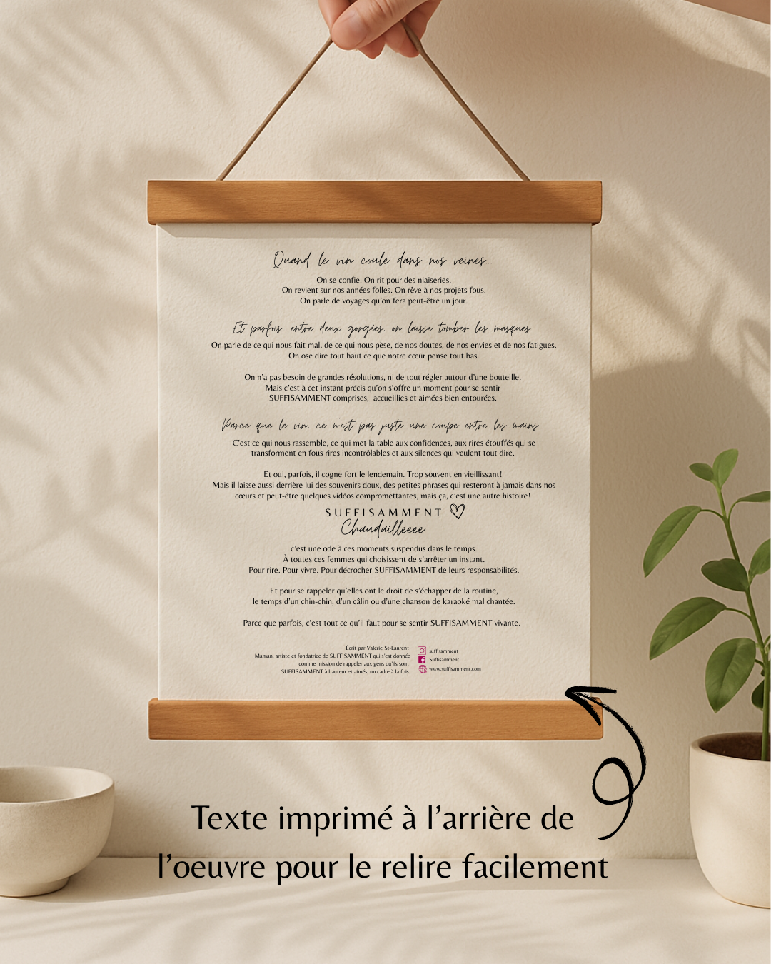 Cadre SUFFISAMMENT Chaudailleeee - Art minimaliste - Femme coupe de vin