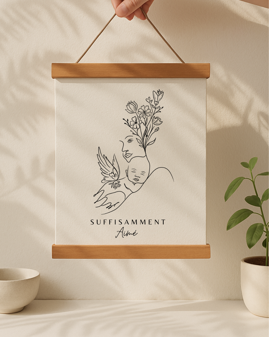 Cadeau Québécois Deuil Périnatal - SUFFISAMMENT Aimé - Oeuvre Minimaliste avec Message d'Amour pour Fausse Couche