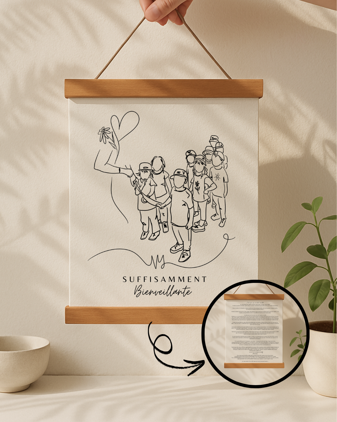 Cadeau Éducatrice Québécoise – Œuvre d’Art Minimaliste Personnalisable avec Message Touchant – Idéal Fin d’Année, Garderie, CPE – Cadre Inclus