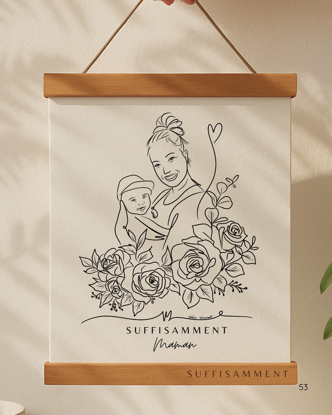 Cadeau Deuil Maman Papa Enfant | Portrait Personnalisé + Message Réconfort | Cadeau Perte Être Cher Hommage