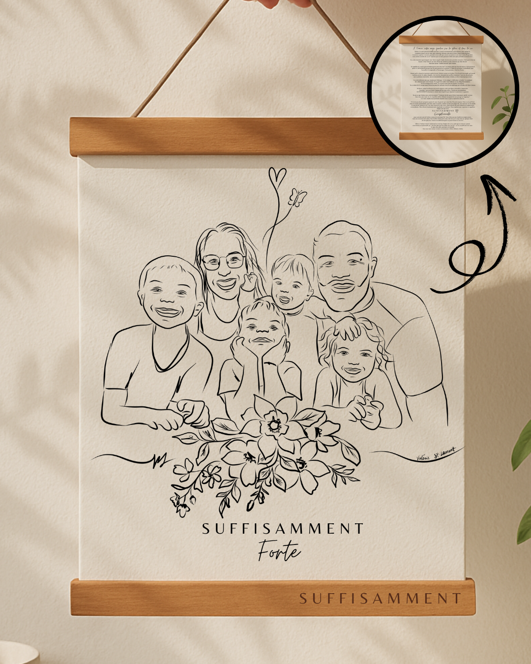 Cadeau Deuil Maman Papa Enfant | Portrait Personnalisé + Message Réconfort | Cadeau Perte Être Cher Hommage