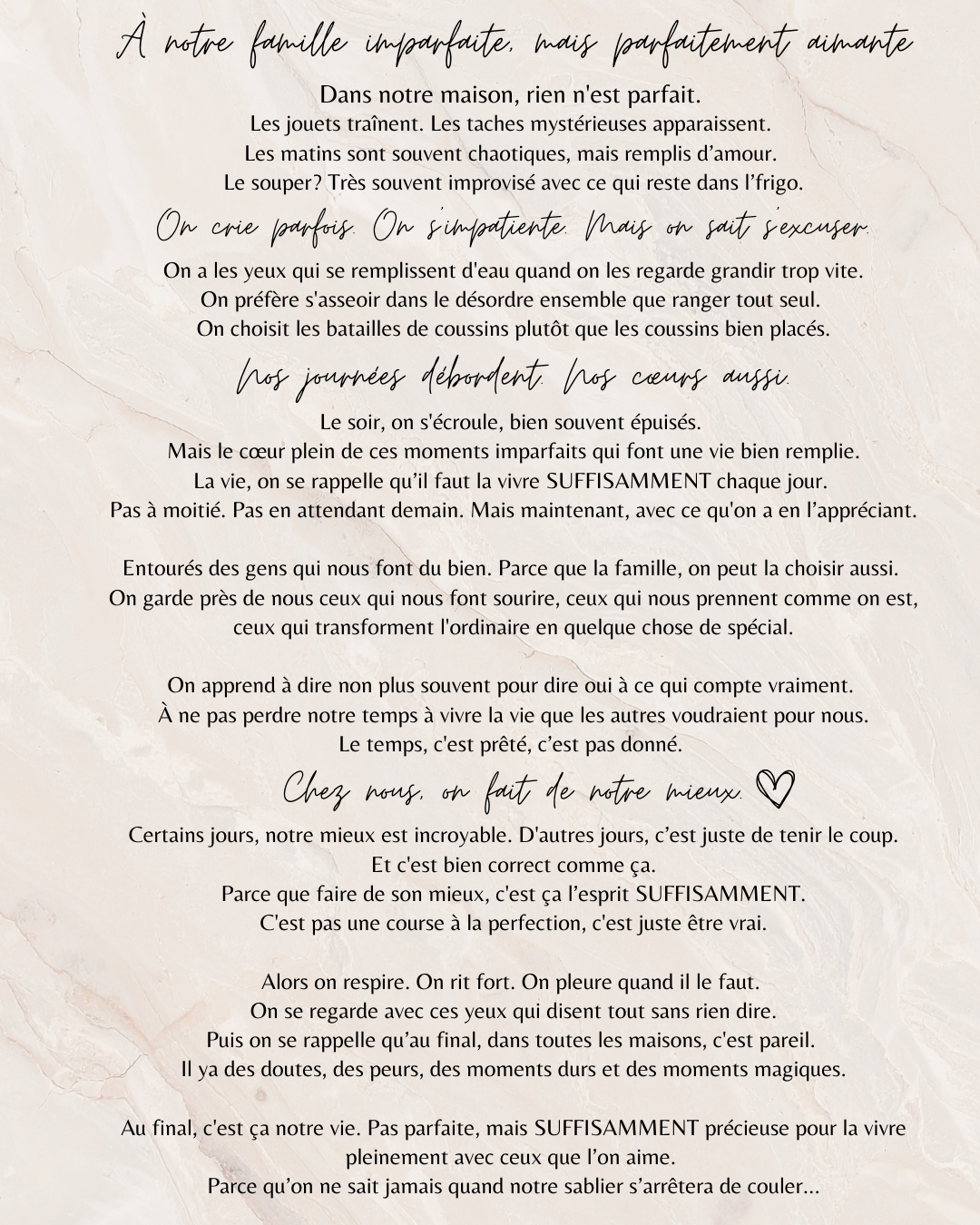 Cadre Citation Inspirationnel SUFFISAMMENT | Affiche Décoration Bien-Être fait au Québec | Idée Cadeau Maman Soeur Amie Perfectionniste