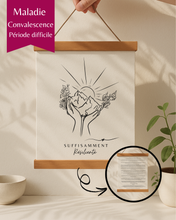 Cadeau réconfort maladie convalescence – Art mural "SUFFISAMMENT résiliente" avec message de soutien – Idée bon rétablissement femme / homme – Illustration minimaliste mains et montagnes