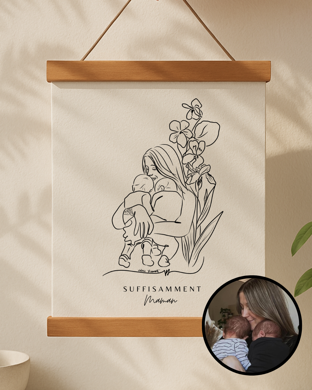 Portraits personnalisés SUFFISAMMENT - Une oeuvre qui berce le coeur