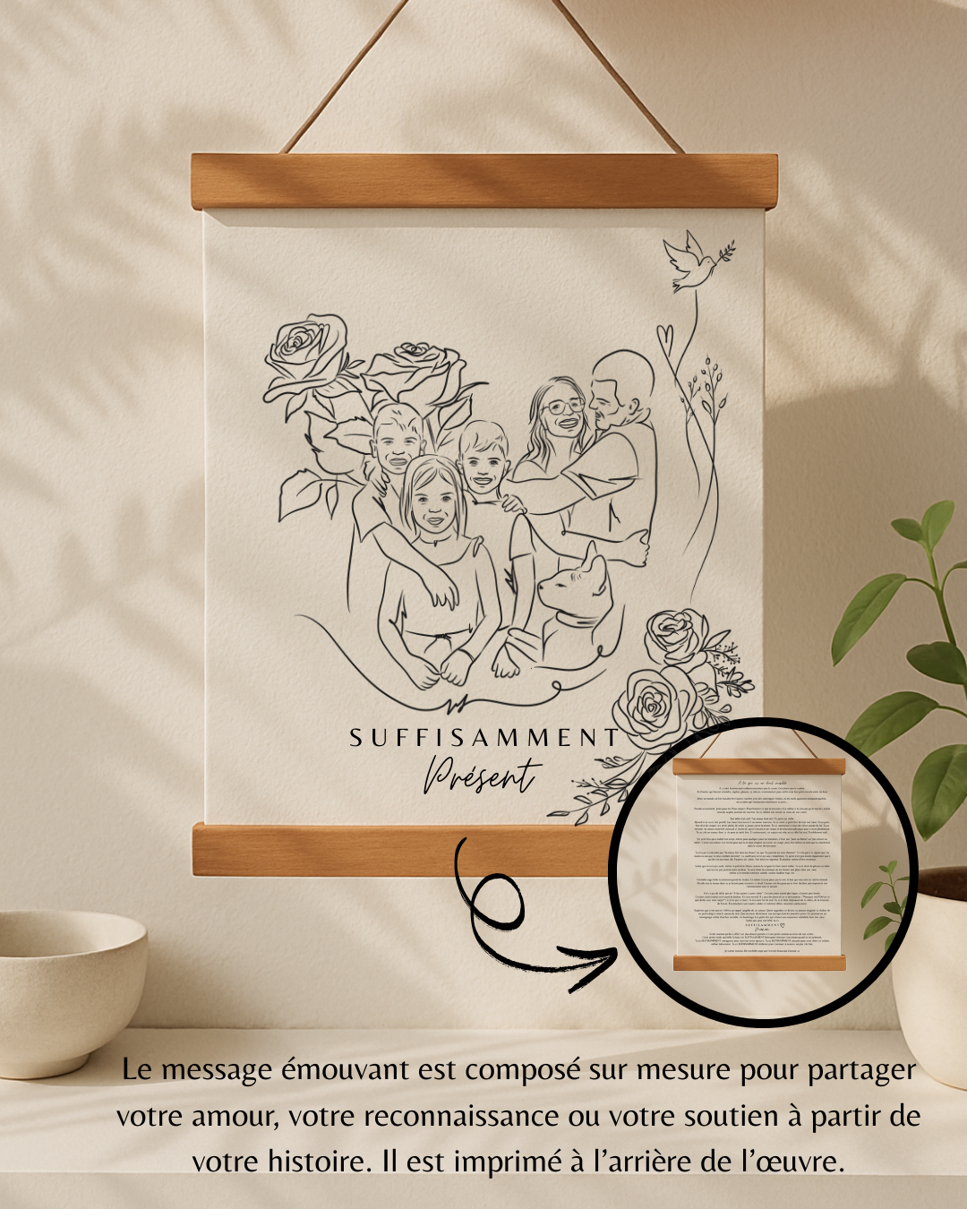 Portraits personnalisés SUFFISAMMENT - Une oeuvre qui berce le coeur