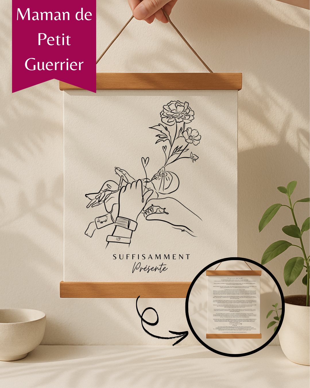 Quebec Gift for Mom - Handmade Quebec Gift | Eternal Love Bouquet with Message | Minimalist Art with Frame - Quebec Artist