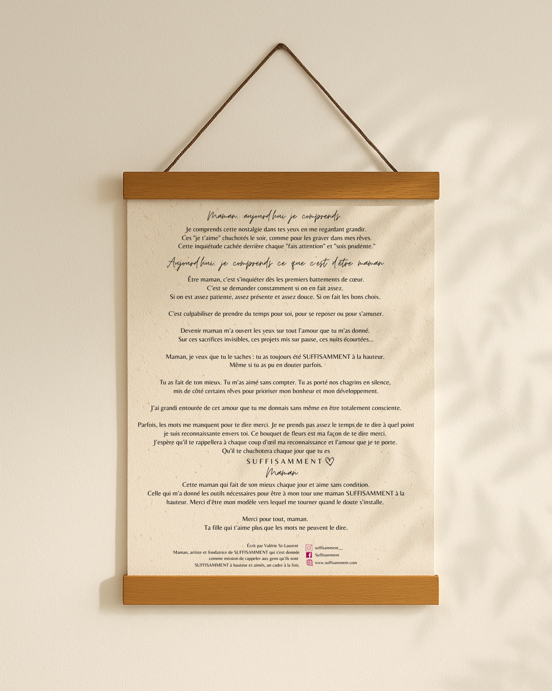 Cadeau Fête des Mères Québécois | Bouquet d'Amour Éternel avec Message | Art Minimaliste avec Cadre
