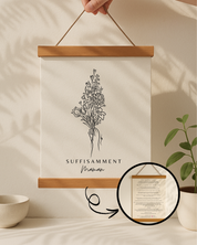 Cadeau Fête des Mères Québécois | Bouquet d'Amour Éternel avec Message | Art Minimaliste avec Cadre