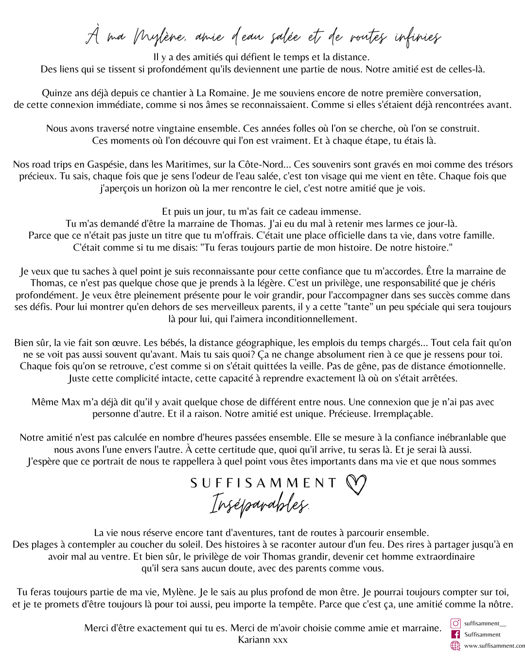 Cadeau Personnalisé Significatif - Portraits personnalisés SUFFISAMMENT - Fait à la main Québec - Cadeau original Québécois -
